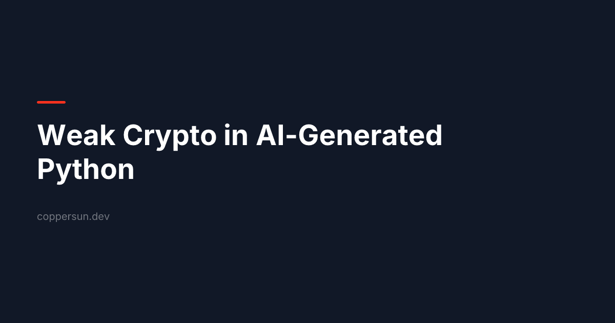 Weak Crypto in AI-Generated Python